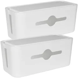 2er-Set Kabelbox inkl. Tablet-& Handyhalterung, 31 x 13,5 x 13 cm, weiss