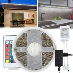 LED Streifen für Drinnen und Draussen, RGB, 5 m, IP65, mit 4 Lichteffekten