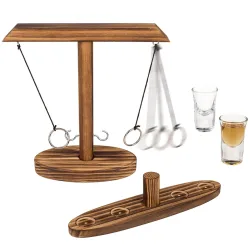 Ringwurf-Trinkspiel aus Holz mit 2 Shot-Gläsern