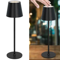 Moderne LED Tischleuchte, Touch-Steuerung, schwarz, IP44