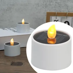4er-Set Solar-LED-Teelichter mit Dämmerungs-Sensor, IP44, weiss
