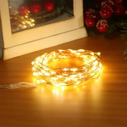 LED-Micro-Lichterkette für Innen, 100 warmweisse LEDs, batteriebetrieb, 5 m
