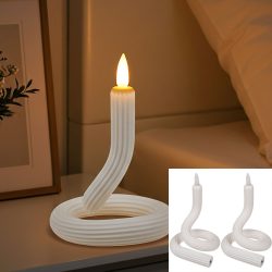 2er-Set Flexible LED-Kerze mit Flackereffekt, weiss, Akkubetrieb
