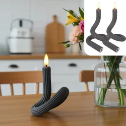 2er-Set Flexible LED-Kerze mit Flackereffekt, anthrazit, Akkubetrieb