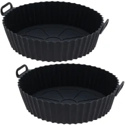 2er-Set Silikoneinlage für Heissluftfritteusen, 20,5 x 5 schwarz