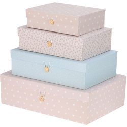 Geschenk- und Aufbewahrungsboxen, 4 Stück in verschiedenen Grössen, blau/rosa