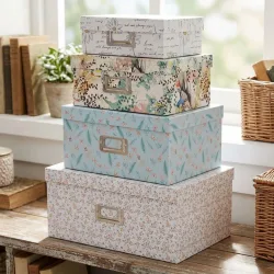 Geschenk- und Aufbewahrungsboxen, 4 Stück in verschiedenen Grössen und Mustern