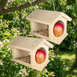 2er-Set Vogelhaus aus Fichtenholz zum Aufhängen, gewinkelt