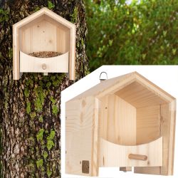 Vogel-Futterhaus aus Fichtenholz mit Sitzstange