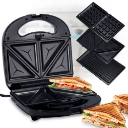 3in1 Multi-Grill: Kontaktgrill, Sandwichmaker & Waffeleisen in einem Gerät, 800 W