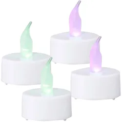 Flackerndes LED-Teelicht mit Farbwechsel, 4 Stück, inkl. 6h Timerfunktion, Ø 4cm