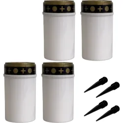 4er-Set Solar LED-Grabkerze mit Erdspiess, weiss