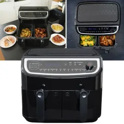 Doppelkorb Heissluft Fritteuse, 9 Liter, 2400 Watt