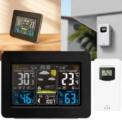 Wetterstation mit LCD-Farbdisplay und Funk-Aussensensor, DCF-Funkuhr