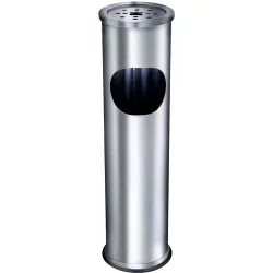 Säulenaschenbecher mit Mülleimer, Edelstahl, H 56 cm