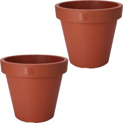 2er-Set Blumentopf rund, terracotta, Pflanztopf aus 100% recyclebaren Kunststoff, Ø 20 cm