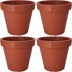 4er-Set Blumentopf rund, terracotta, Pflanztopf aus 100% recyclebaren Kunststoff, Ø 20 cm