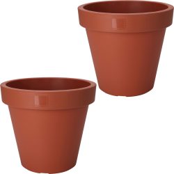 2er-Set Blumentopf rund, terracotta, Pflanztopf aus 100% recyclebarem Kunststoff, Ø 30 cm