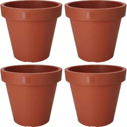 4er-Set Blumentopf rund, terracotta, Pflanztopf aus 100% recyclebarem Kunststoff, Ø 30 cm
