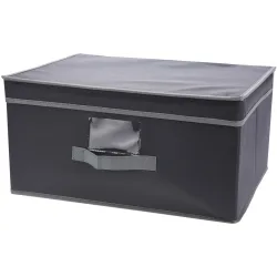 Aufbewahrungsbox mit Deckel & Henkel, faltbar, 31 x 15,5 x 28 cm, grau