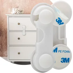 10er-Set Baby-Sicherungen für Schubladen- und Schranktüren, klebend, weiss