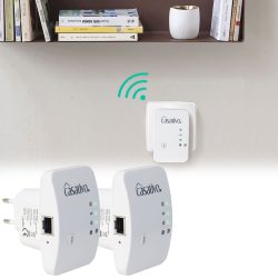 2er-Set Mini-WLAN-Repeater mit WPS-Funktion, 300 Mbit/s, LAN-Anschluss & 2,4 GHz