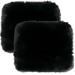 2er-Set Kuschelfell aus Kunstfell und Wildlederimitat, schwarz, 38 x 38 cm
