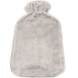 Wärmflasche mit flauschigem Plüsch-Bezug, 1,6 Liter, beige