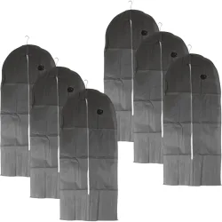 6er-Set Kleiderschutzhülle mit Reissverschluss, 137 x 60 cm, grau