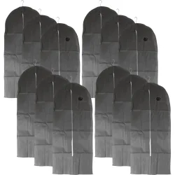12er-Set Kleiderschutzhülle mit Reissverschluss, 137 x 60 cm, grau