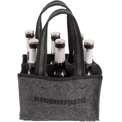 Flaschentasche mit Herrenhandtasche-Stickerei, für 6 Flaschen, anthrazit