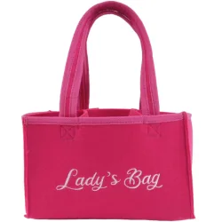 Flaschentasche mit Lady's Bag-Stickerei, für 6 Flaschen, pink