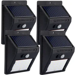 4er-Set Solar-LED-Wandleuchte mit Bewegungsmelder, 20 SMD LEDs
