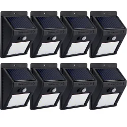 8er-Set Solar-LED-Wandleuchte mit Bewegungsmelder, 20 SMD LEDs