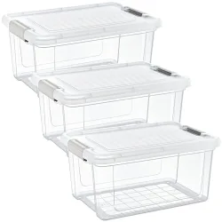 3er-Set Vorratsbox, 16 Liter , transparent