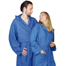Mikrofaser-Bademantel, 80% Polyester, 20% Polyamid, blau, XL