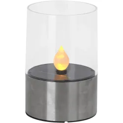 Solar-Kerzenleuchte mit Edelstahl-Sockel, Ø 7,5 cm