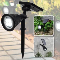 LED-Gartenstrahler, solarbetrieben, mit Erdspiess, 200 Lumen, IP44