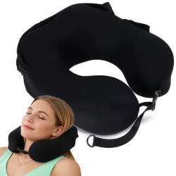 Nackenkissen aus Memory Schaummit Haube, schwarz
