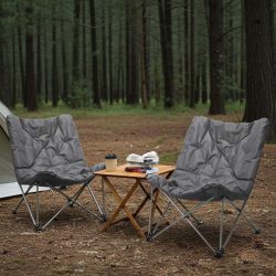 2er-Set Gepolsterter Campingstuhl, klappbar, grau