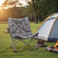Gepolsterter Campingstuhl, klappbar, grau