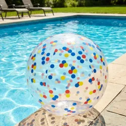 Aufblasbarer Strandball, bunte Konfetti-Punkte, Ø50 cm