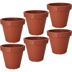 6er-Set Blumentopf rund, terracotta, Pflanztopf aus 100% recyclebaren Kunststoff, Ø 25 cm