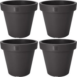 4er-Set Blumentopf rund, anthrazit, Pflanztopf aus 100% recyclebarem Kunststoff, Ø 30 cm