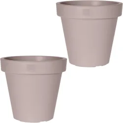 2er-Set Blumentopf rund, braun-grau, Pflanztopf aus 100% recyclebarem Kunststoff, Ø 20 cm
