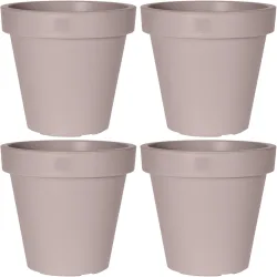 4er-Set Blumentopf rund, braun-grau, Pflanztopf aus 100% recyclebarem Kunststoff, Ø 30 cm