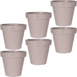 6er-Set Blumentopf rund, braun-grau, Pflanztopf aus 100% recyclebarem Kunststoff, Ø 30 cm