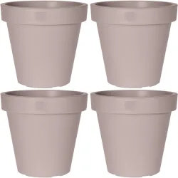 4er-Set Blumentopf rund, braun-grau, Pflanztopf aus 100% recyclebarem Kunststoff, Ø 20 cm