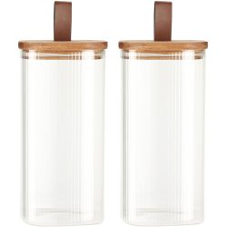 2er-Set Vorratsglas mit Akazienholzdeckel, 1500 ml