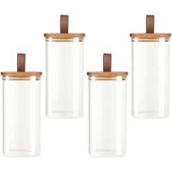 4er-Set Vorratsglas mit Akazieholzdeckel, 1500 ml
